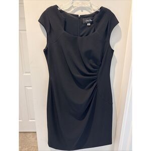 Chelsea Rose Black Sheath Dress Ruched Side Career Cocktail Dress Size 12